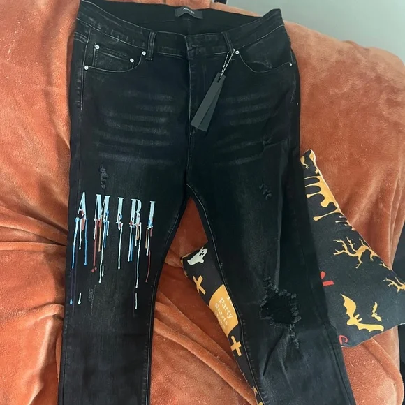 【激レア】AMIRI PAINT DRIP LOGO JEAN 28 アミリ 激レア】AMIRI PAINT DRIP LOGO JEAN 28 アミリ